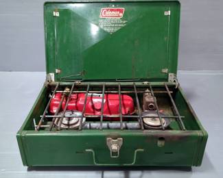  Coleman 2-Burner Campstove Model 425E, Contains Some Liquid Fuel, Local Pickup Only