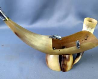 Horn And Humidor And Pipe Stand 12.5" x 7.5"