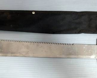 Machete Knife With Serrated Back, 17.5" Blade, In Nylon Sheath, Electrical Tape On Handle, And Antique Bowie Style Rope Wrapped Handled Knife, 8" Blade