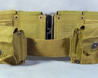 U.S. Military Ammo Belt And U.S. Military Mag Belt, Contents Include Garand Clips, Qty 14