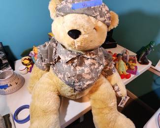 Huge overstuffed Army bear.