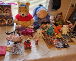 Beanie babies and Disney plush toys.