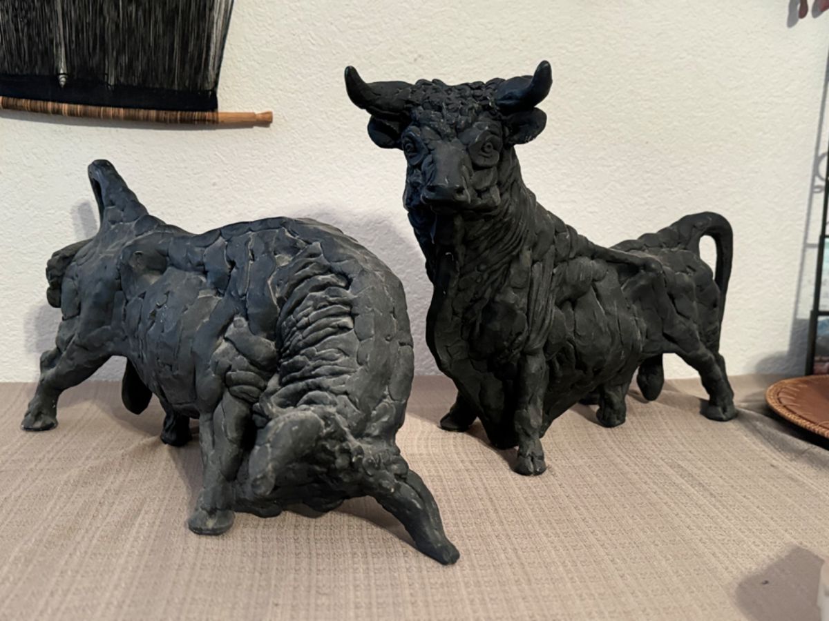 Mid Century Brutalist bull sculptures 