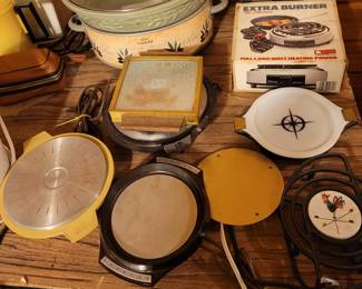 Various vintage hot plates