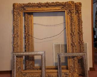 Late arrivals! Super extra large gold frames 50" W x 62.5" tall. Silver frames are 25.5" W x 23" H, and 21.5" square 