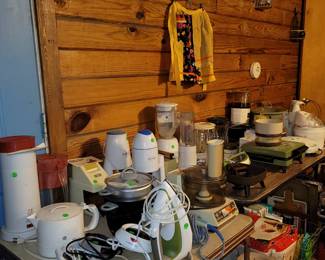 Ice crushers, waffle irons, food processor, rice cooker, chocolate fountain, blender, crock pots, butter churn, etc.