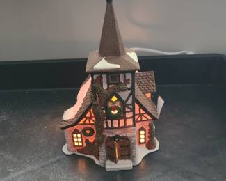 Dept 56 Dickens Village home collectible, lighted house with light, Old Michael Church 1992