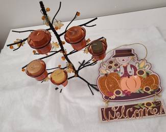 Wire Tree candlelight holder, sign, Fall decor
