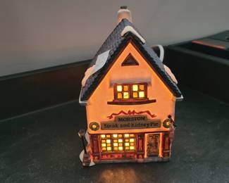Dept 56 Dickens Village home collectible, lighted house with light, Morston Steak & Kidney Pie 1995
