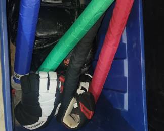 Sparing set soft fighting sticks with helmets and gloves