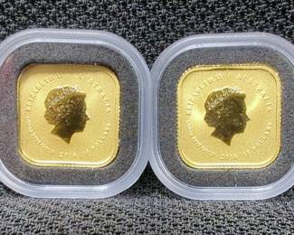 2016 Australia 1/10th Gold $15 Square Map Coins, Qty 2