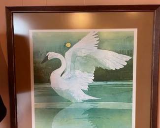 "White Swan Landing on a Glassy Lake" by Bart Forbes