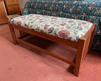 Beautiful Retro Stickley Bedroom Set includes Queen Bed Headboard w/with boxspring and mattress, (Nightstand (20x16x29), Tall Lingerie 6 Drawer Chest (21x16x55), 8 Drawer Mirrored Chest (Chest is 63x19x67 and Mirror is 46"x34), Cedar Chest (42x21x24), end of bed bench (42x18x16). Purchase as a set or by the piece.