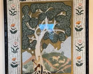 Indian Mughal and/or Pasha Dynasty Framed Painting on Silk (there are 2 of these, see the other at picture #8)