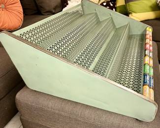 Vintage LifeSavers metal countertop display shelf rack, side view