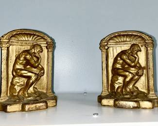 Cast metal "The Thinker" bookends