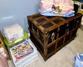 Antique steamer trunk (SOLD), misc. sewing equipment and accessories (some SOLD)