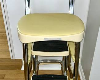 Modern yellow stool with foot stool