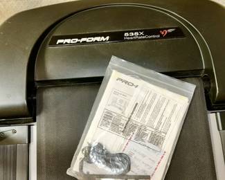 Pro-Form 535X  Heart Rate Control treadmill with paperwork