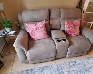 Electric Dual Recliners with center console and USB ports.