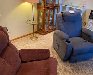 Bluish gray massage recliner 