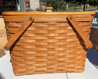 Longaberger Magazine Basket With Patriotic Flag Liner