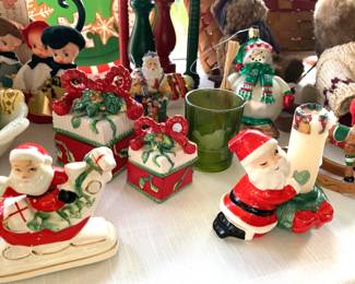 '50's Fitz & Floyd Remembering Santa Set of 2 Christmas Holiday Trinket Boxes