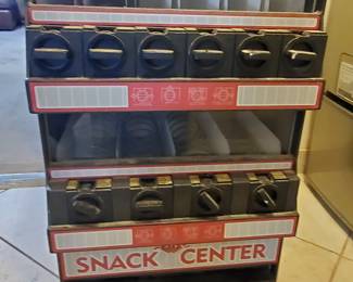 2 vending machines for sale. Snacks and Chips and cold beverages.  On display is the top tier.  