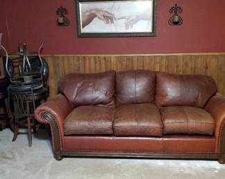 3-piece leather sofa set.  8ft Sofa with matching love seat and club chair.