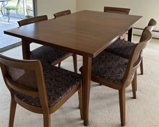 Item 1 Vintage Dining Table with 6 chairs (2 arm chairs, 4 armless). Table Size 60 x 38.    $ 300.00