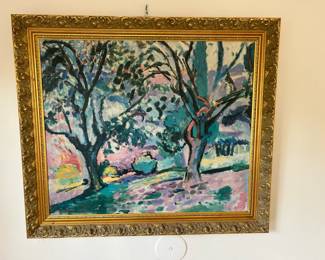29.  Gold Frame Tree Painting. 38.5x33.5  $175.00