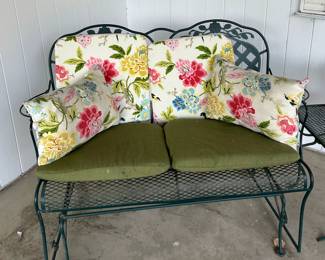 20. Green Metal Outdoor Rocker - complete set is 9 pieces - can be purchased individually as well   full set   Rocker measurement is 47x26x35.    $325.00