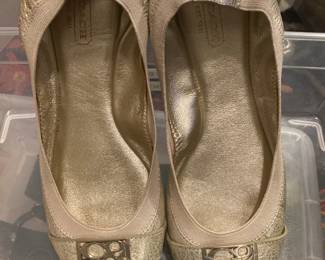 Coach gold ballet flats