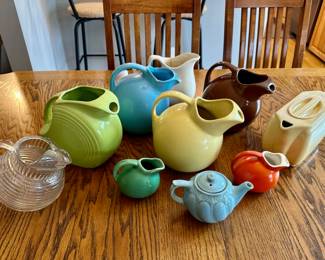 Antique pitcher collection (Hall, Fiesta, Chefsware, more)