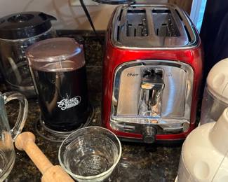 toaster, coffee grinder, kitchen items 