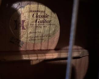 Harmony guitar and case