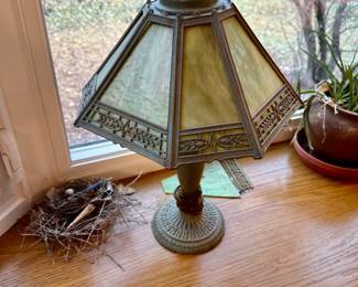 Art deco stained glass lamp (one panel needs repair)