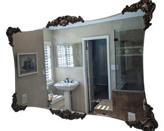 Large Mirror Ornate Bronze Trim 