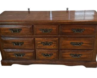 Vintage Cherry Wood 9 Drawer Dresser 