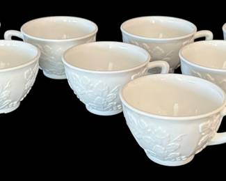 8 Harvest Grape Milk Glass Teacups 