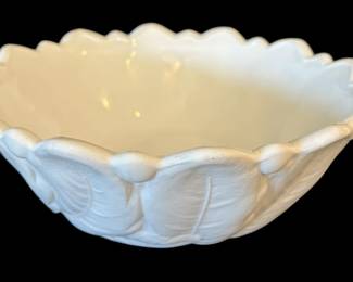 Vintage Wild Rose Milk Glass Bowl 