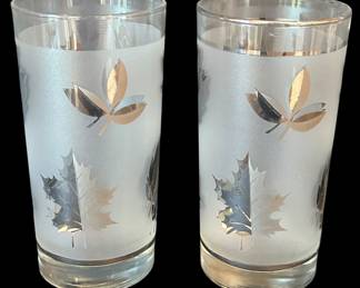 2 Libbey Silver Leaf Highball Glasses 