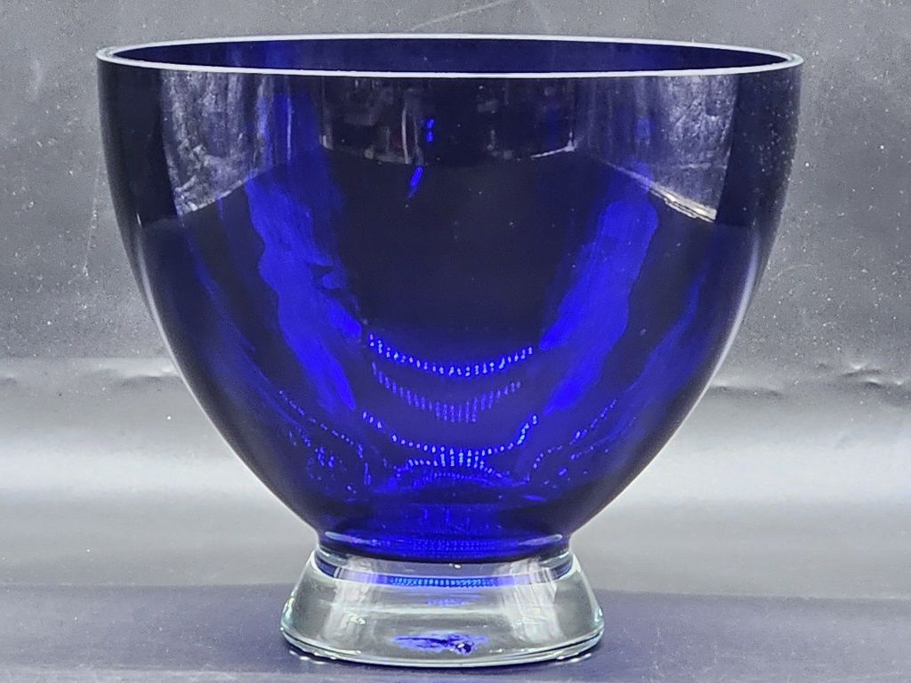 Cobalt Blue w/ Clear Foot Crystal Bowl Vase, 1/2