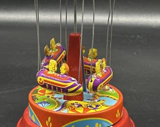 Vintage Schylling Tin Toy Rocket Ride Carousel