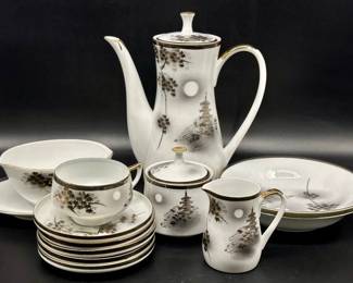 Kutani Hand Painted China: Coffee Set from Japan