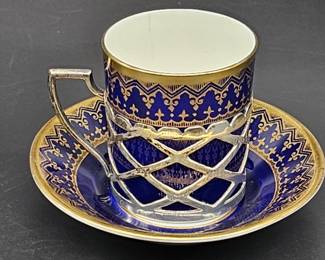 English China Cup Encased in Sterling Holder