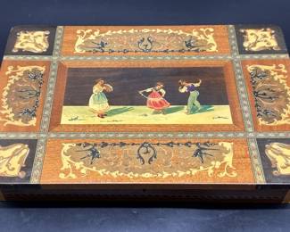 Large Reuge Music & Inlaid Wood Jewelry Box