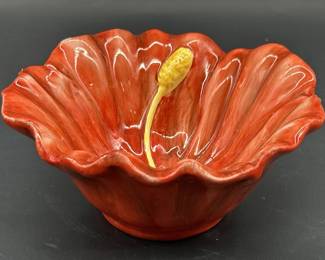 GKAO Ceramic Red Flower Bowl