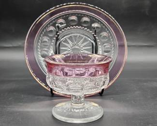 (24) Vtg. Tiffin Kings Crown Flashed Cranberry