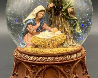 Christmas Nativity Musical Snow Globe w/ Box